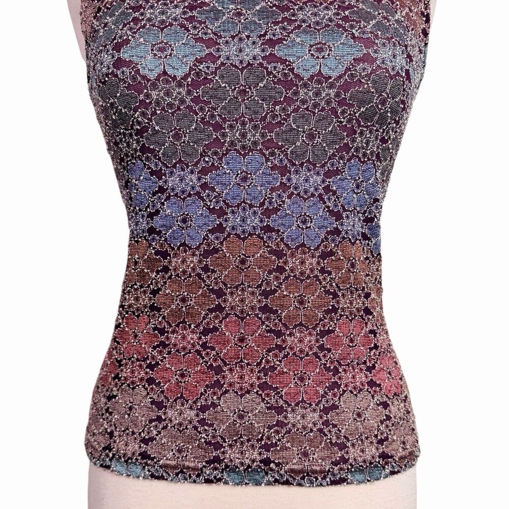 VTG No Boundaries Y2K Floral Knit Boat Neck Tank Top 90s Whimsigoth Grunge Small - Picture 4 of 15